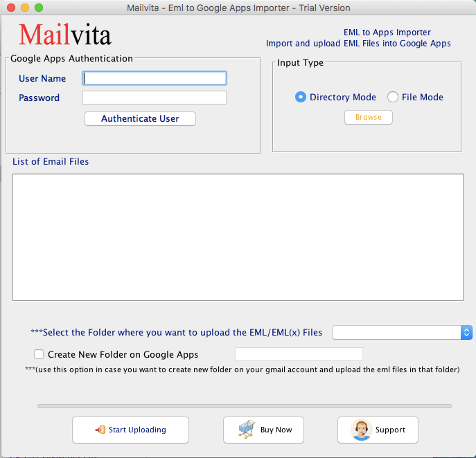 MailVita EML to G Suite Importer for Mac Screenshot