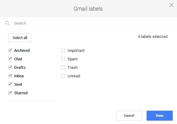 Select Gmail Labels
