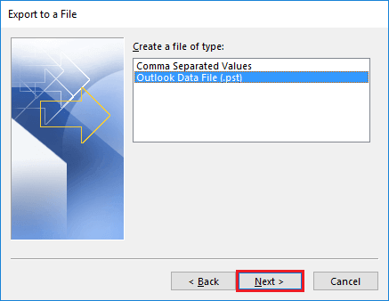 Select Outlook PST file and click Next