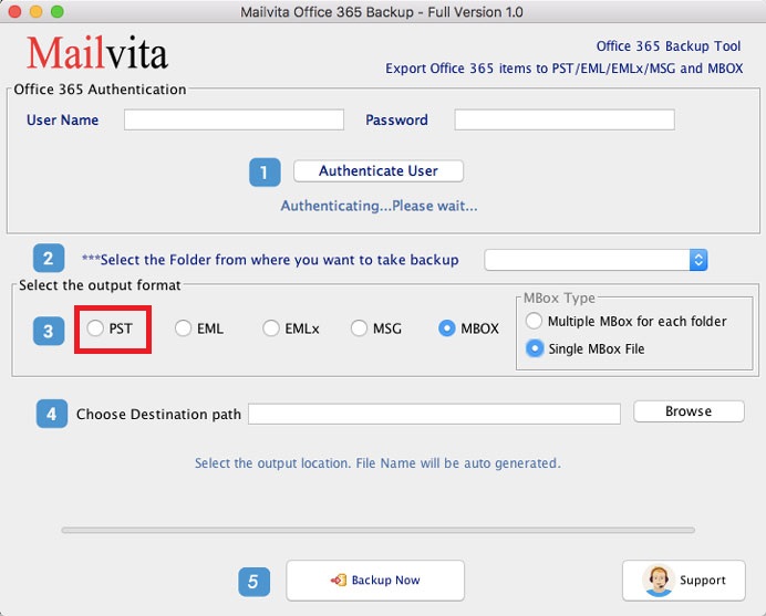 
        select PST file format