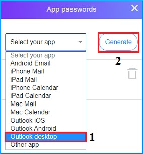 select Outlook desktop and click on Generate