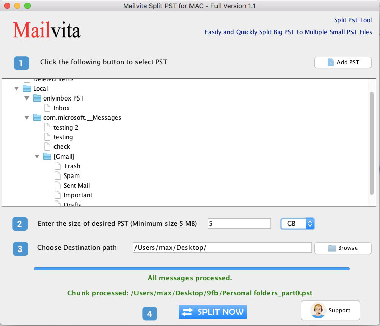 Mailvita Split PST Tool for Mac Windows 11 download