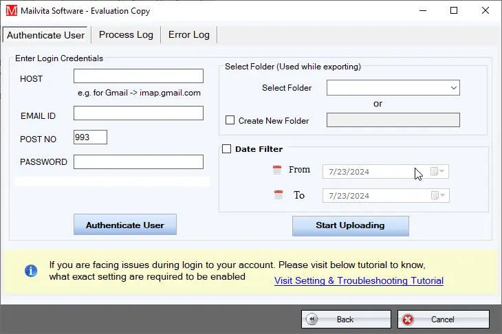 msg file to imap