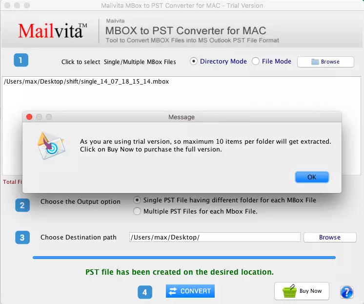 Convert MBOX to PST for mac