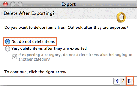 want to delete the exported email items
