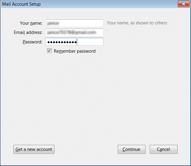 Mail account setup