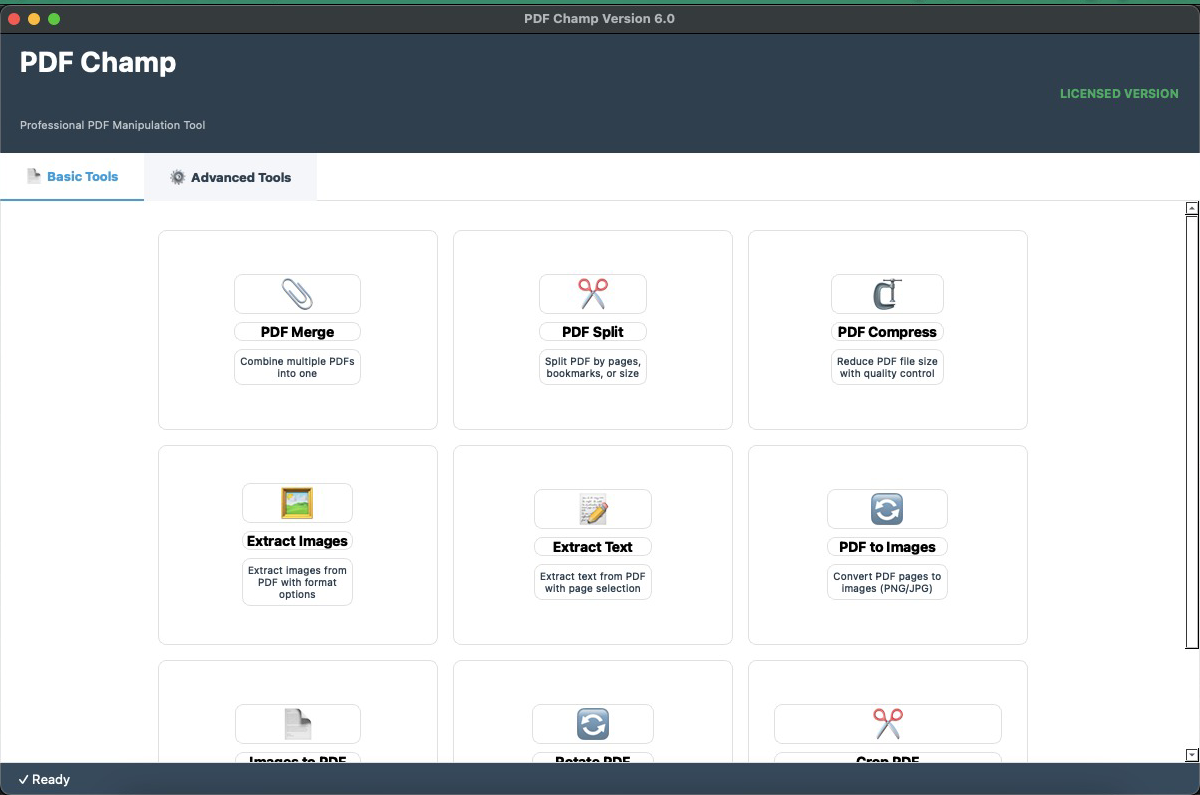 PDF Suite for Mac Basic Interface Screenshot